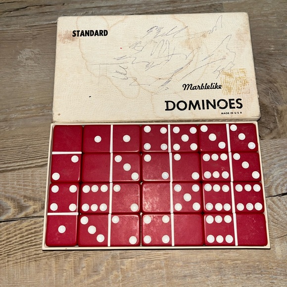 Vintage PUREMCO Dominoes - Hard, Durable, Marblelike Complete Set of 28 Tiles - Picture 1 of 5